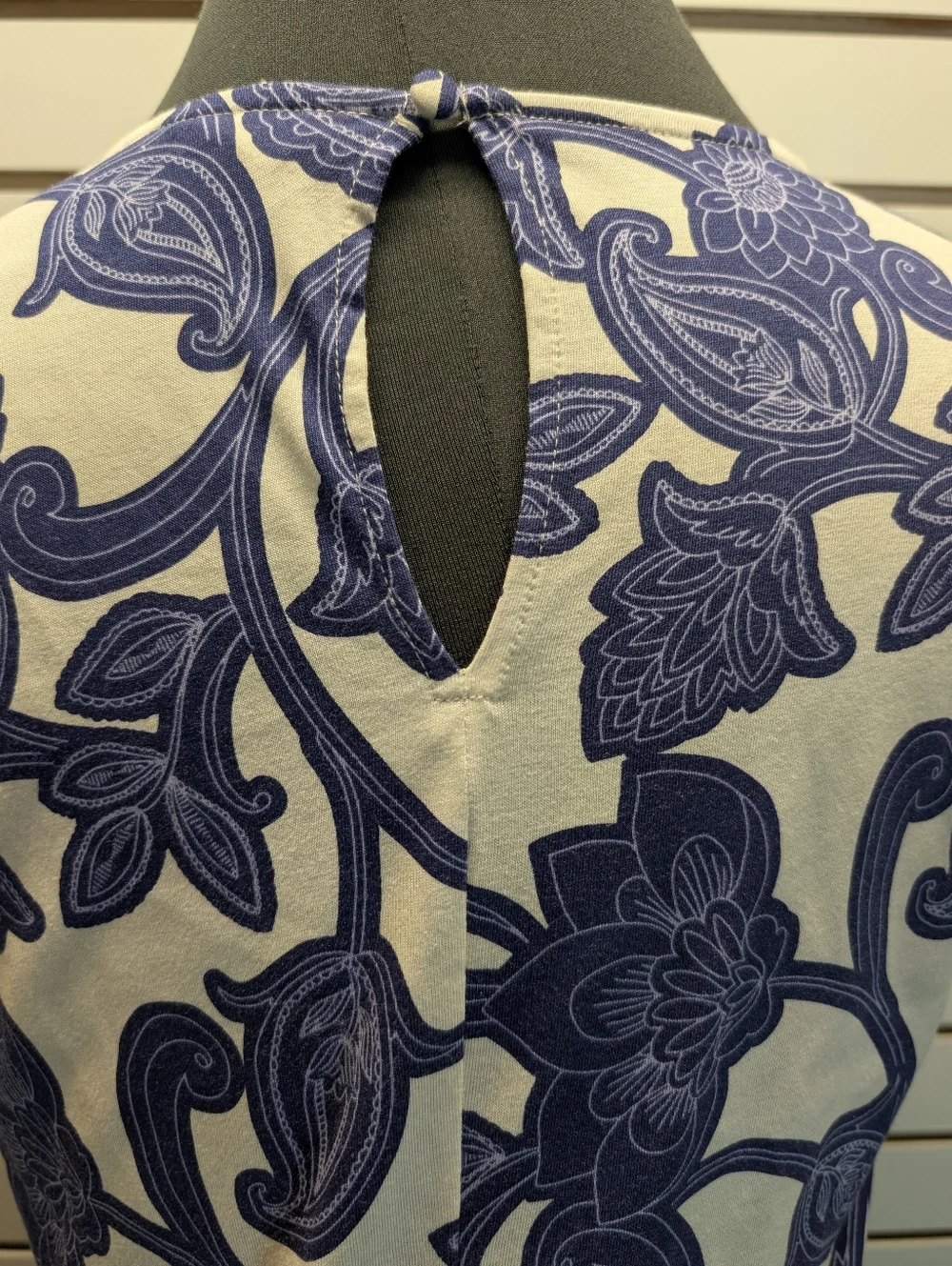 Boden Puff Sleeve Blue Floral Jersey Midi Dress Size 8R EUC - Picture 10 of 12